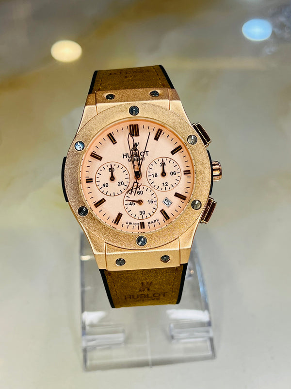 Brown Rose Gold Chronograph Dial Hubl*t Watch