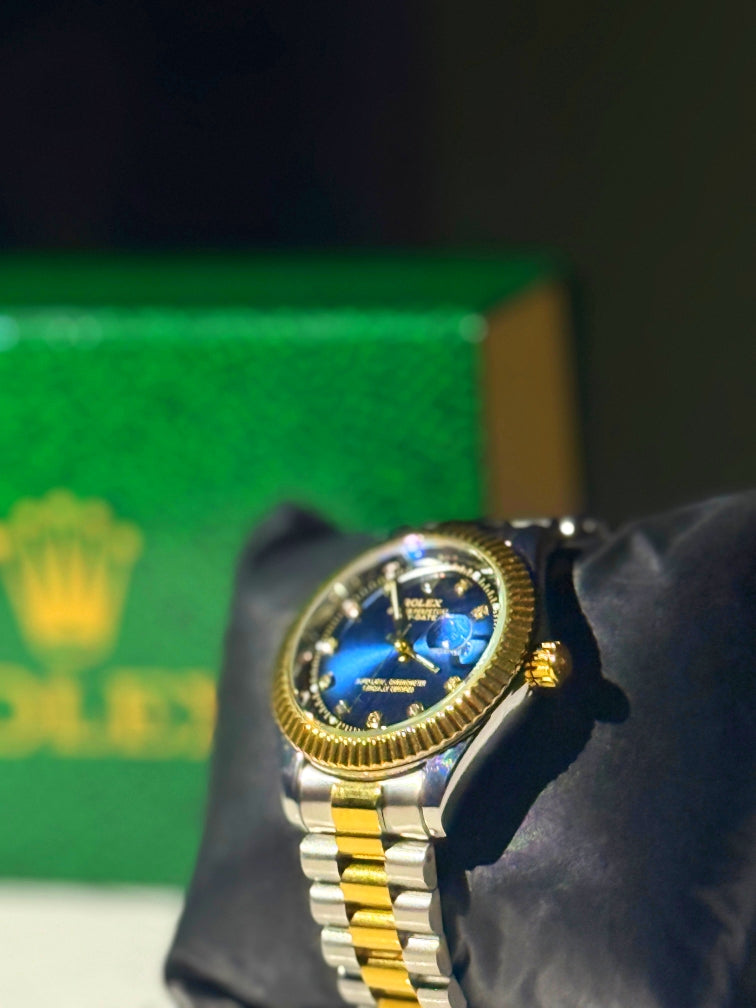 'Premium' Day Date Two Tone Bluish Dial 'Watch'