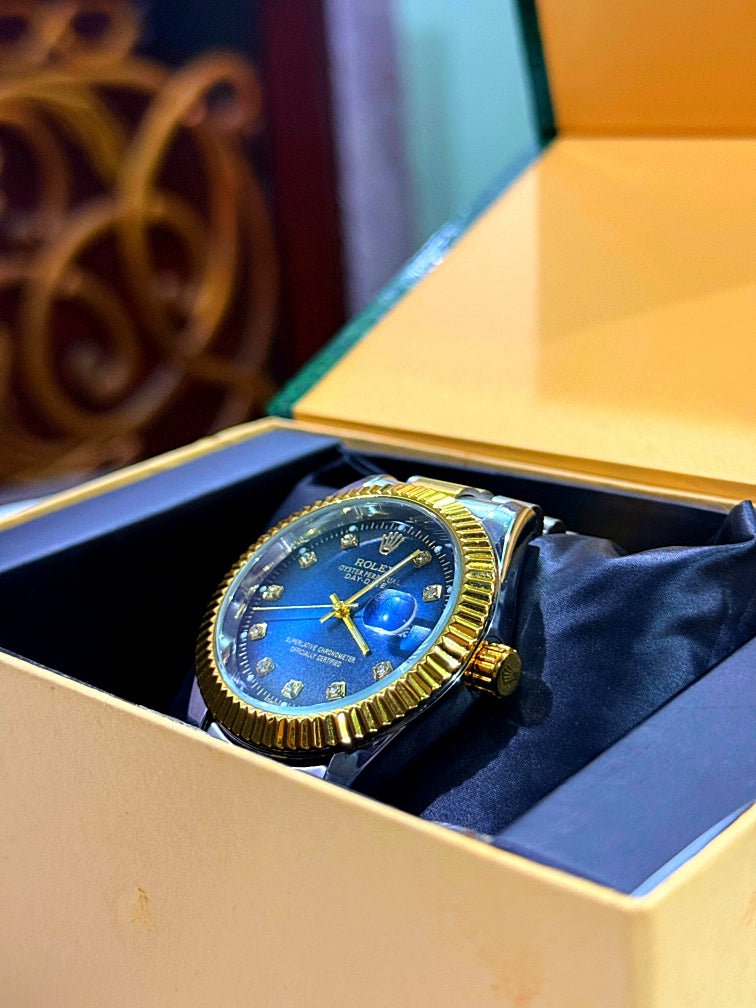 'Premium' Day Date Two Tone Bluish Dial 'Watch'