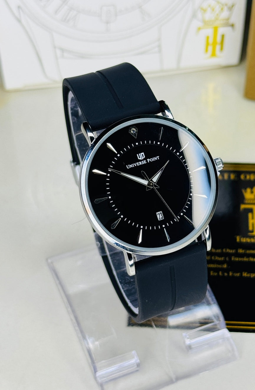 Black Silver Slim Balloon Universe Point Watch